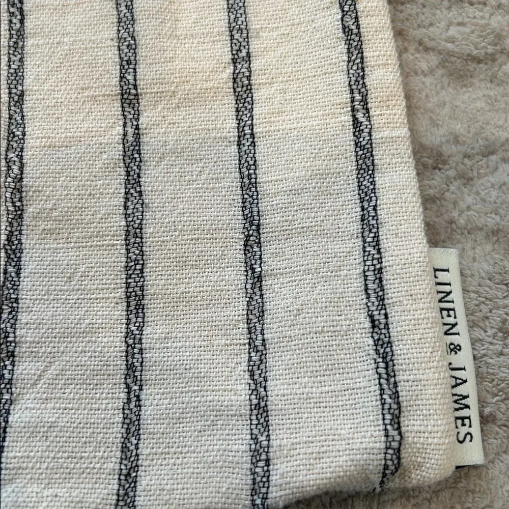 Linen and James Walker Natural Black Stripe pillow cover 20”x20”